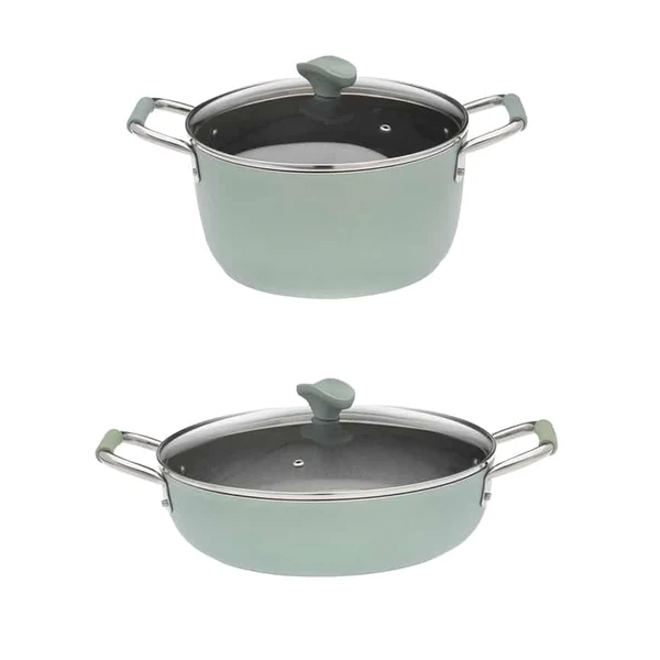 Pfannenset Francesca, PFAS freie Schmorpfanne und Kochtopf mit sichere Ecoshield-Antihaftbeschichtung von Primecook