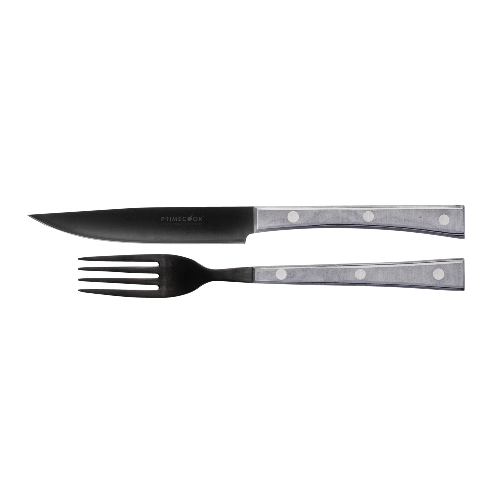 Scharfes Messer und Gabel mit Ecoshield-Beschichtung
