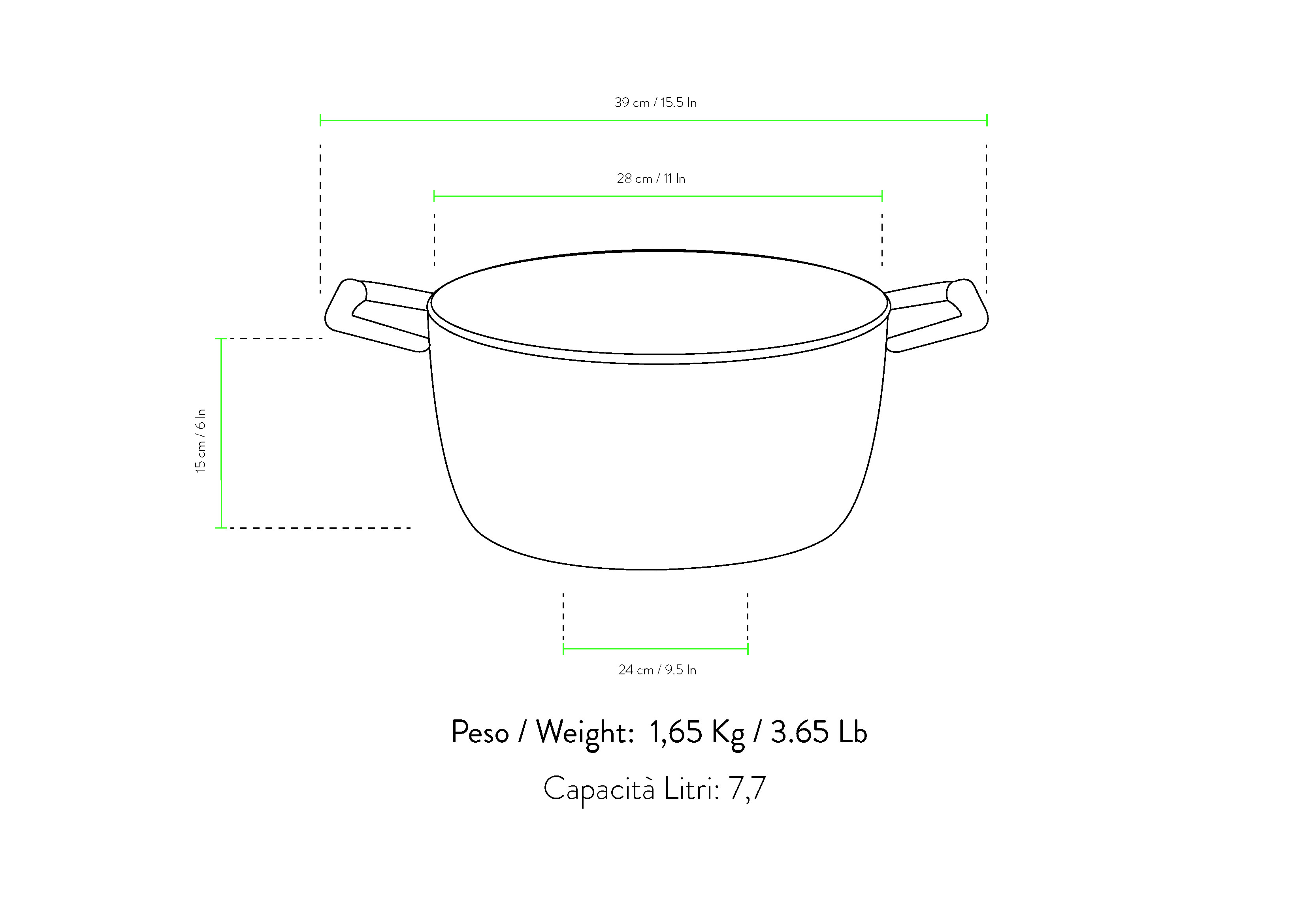 PFAS-freier Kochtopf  Suppentopf mit einem Durchmesser von 24 cm in Primecook Grün