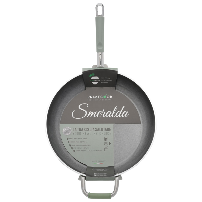 Große PFAS-freie Bratpfanne mit Ecoshield Antihaftbeschichtung von Primecook. 100  nickelfrei und frei von PTFE und PFOA