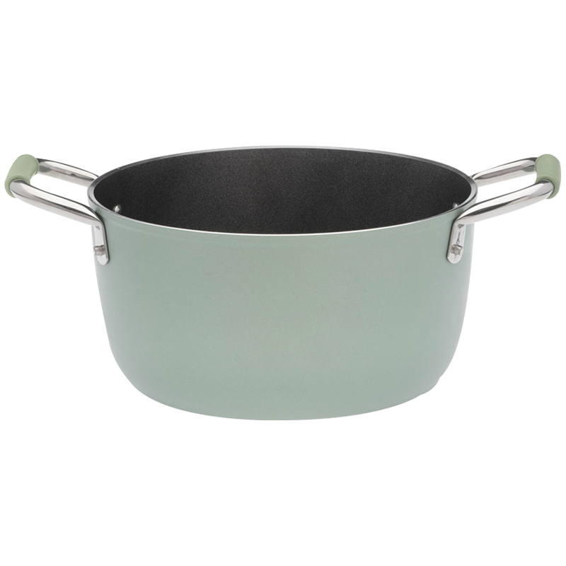 Grüne Pfanne für sicheres, nachhaltiges, gesundes und energieeffizientes Kochen mit Bedruckung